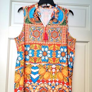 Tile print boho dress